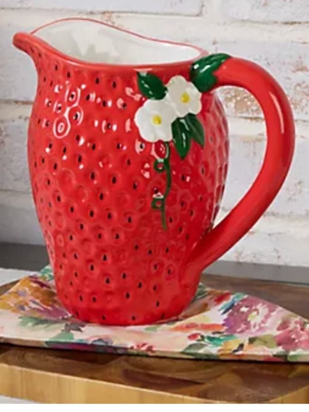 Strawberry Ceramic Pitcher Valerie Parr Hill Collection